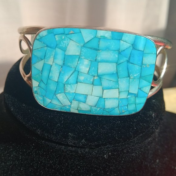 Jay King Jewelry - Jay King Mind Finds Sleeping Beauty Turquoise Mosaic Cuff Bracelet 925 Sterling